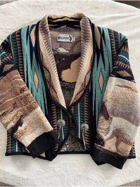 Kokopelli vintage horse tapestry coat XL